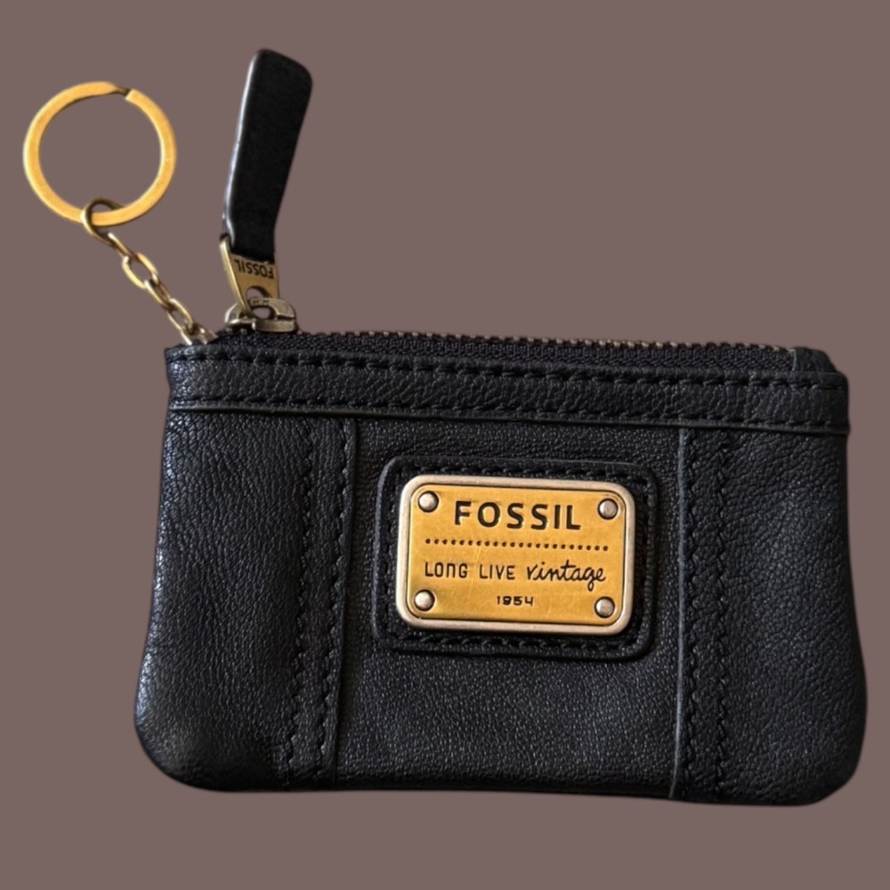 Fossil Black Leather‎ Keychain Wallet